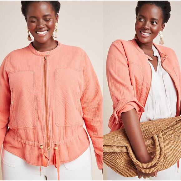 Anthropologie Joyce Textured Orange Jacket 2X - Picture 1 of 11